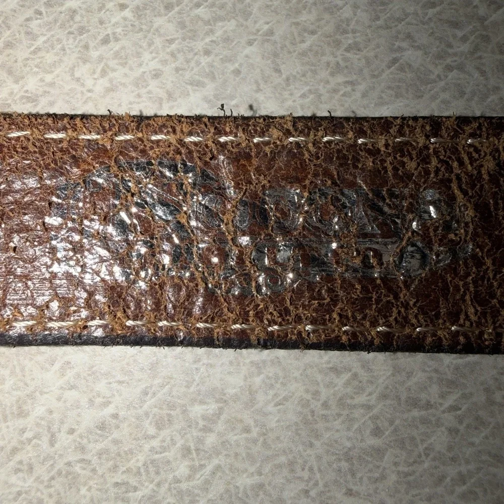 Nocona Boys Oval Buckle Bull Rider Tooled Floral Leather Belt 22
